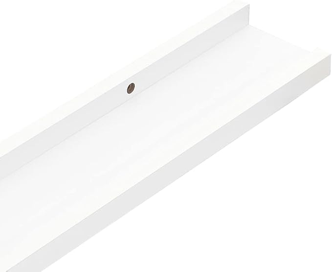 Picture Frame Ledge Shelves 2 Pack White 31.5 inch Wall Mounted Display Shelves for Photo Frames and Decorations, MDF Floating Shelf with Front Edge Protection