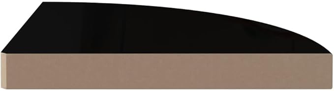 Floating Corner Shelves 2 Pack High Gloss Black Wall Mounted Display Shelves 13.8x13.8x1.5 Inches MDF Metal for Living Room Bathroom Decor Storage