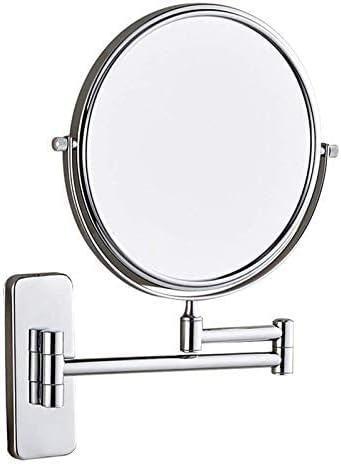 Bathroom Wall-Mounted Mirrors,8 inch Makeup Mirrors,Double Sided Brass Magnifying Mirror,Extendable Folding 360°Swivel Vanity Shaving Mirrors(Chrome,10X)