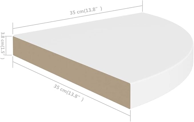 2 Pcs White Corner Floating Shelves 13.8"x13.8"x1.5" Honeycomb MDF and Metal Wall Shelves for Bedroom Living Room Bathroom Wall Storage Display