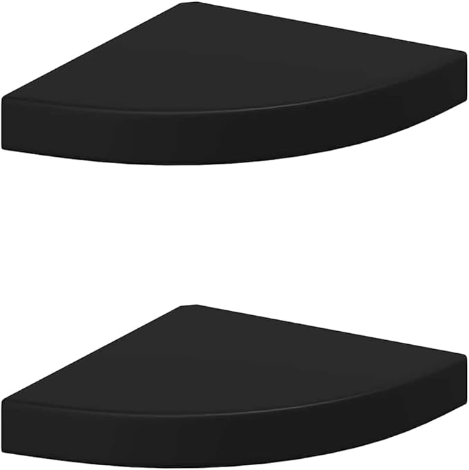 Floating Corner Shelves 2 Pack Black Wall Mounted Display Set for Living Room Bathroom, 9.8x9.8x1.5 Inch Modern Honeycomb MDF Storage with Invisible Mounting, Holds 11 lbs Each