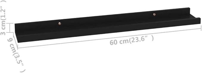 Black Wall Shelves Set of 4, 23.6x3.5x1.2 Inches Floating for Living Room Bedroom Kitchen, MDF Storage for Books Plants Decor, Easy Mount Organizer Shelves with 11lb Capacity Each