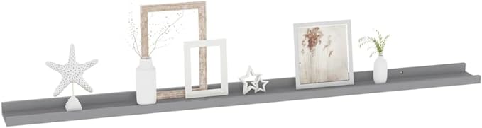 Wall Shelves 4 Pack Gray MDF Floating 45.3x3.5x1.2 Inches for Living Room Bedroom Storage, Decorative Display for Books Plants Decor, Easy Installation Heavy Duty Wall Mounted Shelves