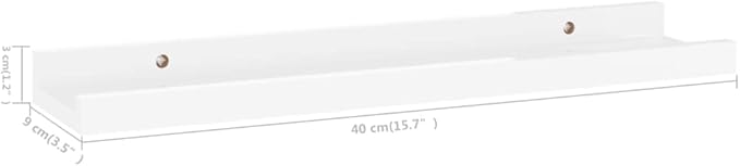 Wall Shelves 2 pcs High Gloss White 15.7x3.5x1.2 Inches Modern Floating Shelves for Living Room Bathroom Kitchen Storage Display Organizer