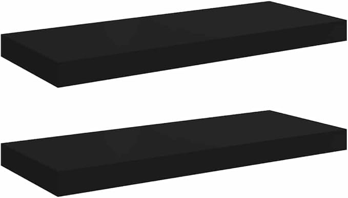 Floating Wall Shelves Set of 2, Black Modern Invisible Mounting Display Shelves 23.6x9.3x1.5 Inches, Honeycomb MDF and Metal Frame for Living Room Bedroom Office Decor, Holds 15.4 lbs Each