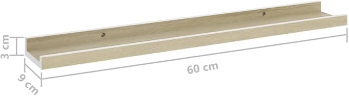 Wall Shelves 2 Pack White and Sonoma Oak Floating Shelves 23.6x3.5x1.2 Inches for Living Room Bedroom Kitchen Storage Display Organizer with 11lb Load Capacity