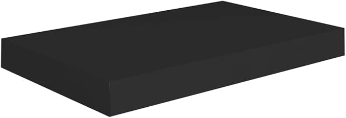 Floating Wall Shelves 2 Pack Black Modern Display Rack 15.7x9.1x1.5 Inches MDF Board for Living Room Bedroom Office Decor with Invisible Mounting System