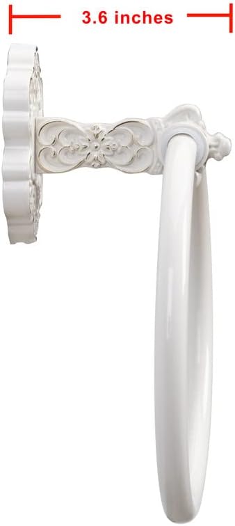 SDH Bathroom Towel Ring - Vintage Style Cream Towel Hanger - Wall Mount Kitchen & Bathroom Hand Towel Holder - Pack of 1 Heavy Duty Decorative Aluminum Hanging Ring for Bathroom