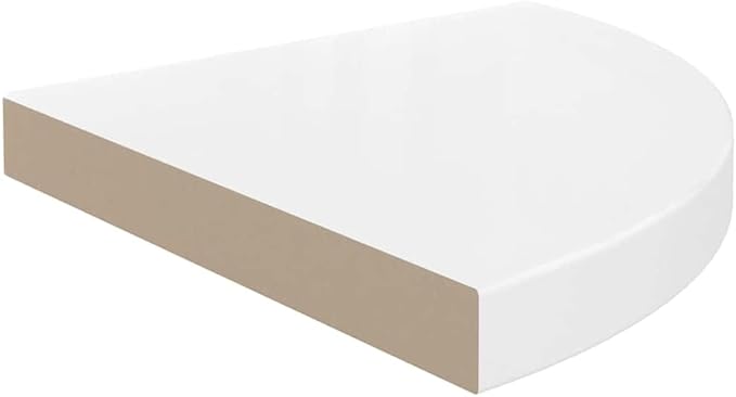 Floating Corner Shelves 2 Pack High Gloss White Wall Mounted Display Shelves 13.8x13.8 Inches MDF Modern Home Decor for Living Room Bathroom