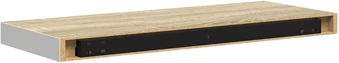 Floating Wall Shelves Set of 2, Modern Oak and White Honeycomb MDF Display Shelves for Living Room, Bedroom and Office, Decorative Wall Mounted Storage Shelf 23.6 Inch