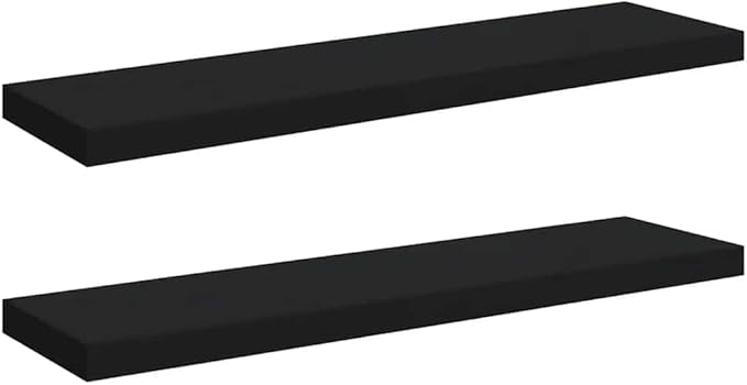 Set of 2 Floating Wall Shelves, 35.4 Inch Modern Matte Black Storage Ledge for Living Room Bedroom, Sturdy MDF Display Shelf with Invisible Mounting Hardware