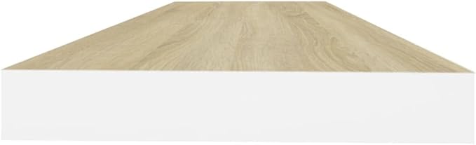 Floating Wall Shelves 2 Pack Oak White 31.5x9.3x1.5 Inches MDF Modern Invisible Mounting Display Rack for Living Room Bedroom Home Decor Storage