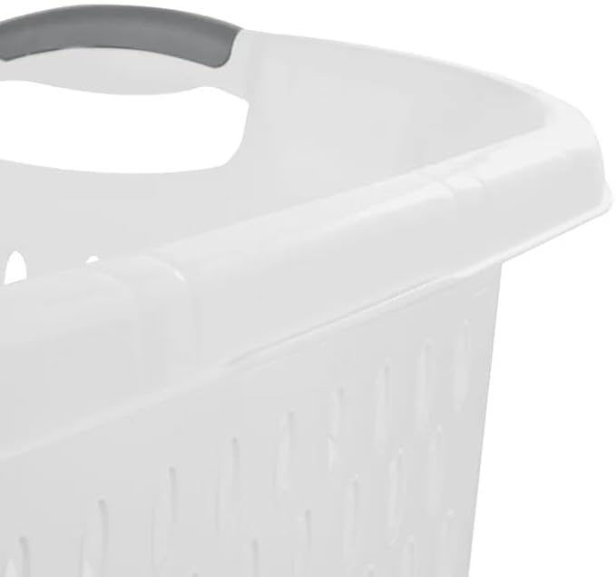 2 Pack 2.7 Bushel Extra Large Plastic Laundry Basket with Sturdy Carry Handles, Portable Laundry Hamper for Laundry Room, Dorm, Bedroom, Bathroom & Closet Organization, White
