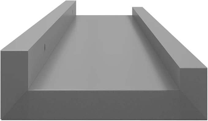 4 Pack Gray Wall Shelves 23.6 Inch, Floating for Living Room Bedroom, MDF Decorative for Plants Books Decor, Easy Mount Storage Shelves