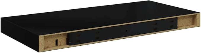 Floating Wall Shelf for Decor, Modern Rectangular Black MDF Wood Display Shelf for Living Room, Minimalist Storage Organizer with Mounting Hardware, 19.7 x 9.1 Inches