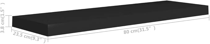 Floating Wall Shelves 2 Pack Black Modern Invisible Mount Display Rack for Living Room Bedroom Office Decor 31.5x9.3 Inches MDF Board
