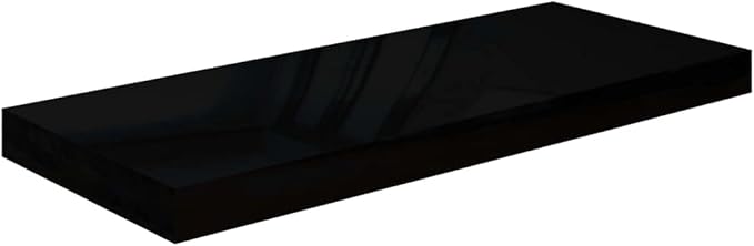 Floating Wall Shelves 2 Pack High Gloss Black Modern Display Shelves 23.6x9.3x1.5 Inches MDF Board for Living Room Bedroom Office Decor Storage