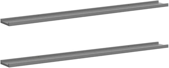 Set of 2 Floating Wall Shelves, 45.3 Inch Modern MDF Display Ledges, Matte Grey Decorative Storage Racks for Living Room, Bedroom, and Home Decor