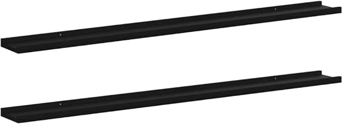 Set of 2 Floating Wall Shelves, 45.3 Inch Modern Black MDF Shelf for Living Room Bedroom, Sleek Minimalist Display Storage Ledge