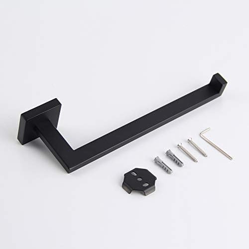 GERZWY Modern Black Towel Holder SUS304 Stainless Steel Towel Hanger Towel Ring for Bathroom Lavatory Wall Mount Contemporary Style IG1806-BK
