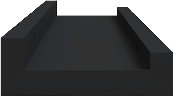 Set of 2 Floating Wall Shelves, 15.7 inch Modern Picture Ledge Shelf for Home Decor, Black MDF Display Rack for Living Room Bedroom Office Wall Mount