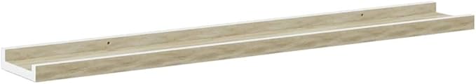 Set of 4 Floating Wall Shelves 31.5 Inch, Modern White and Sonoma Oak Display Ledges for Living Room, Bookshelf Wall Decor Storage Organizer