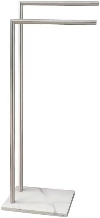 EADOT 41 Inch Standing Towel Rack Double L Shape Bath Towel Sheet Holder with Marble Base for Bathroom Floor Next to Tub or Shower Towel Stand for Bathroom Floor Stainless Steel Brushed Nickel