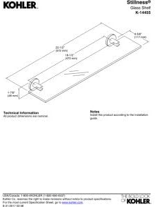 Kohler K-14455-CP Stillness Glass Shelf, Polished Chrome