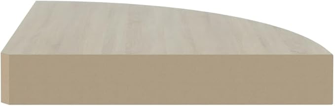 Wall Corner Shelf Floating Display Storage Oak White 13.7x13.7x1.4 Inches MDF Honeycomb Metal Modern Home Decor Books Photos Awards