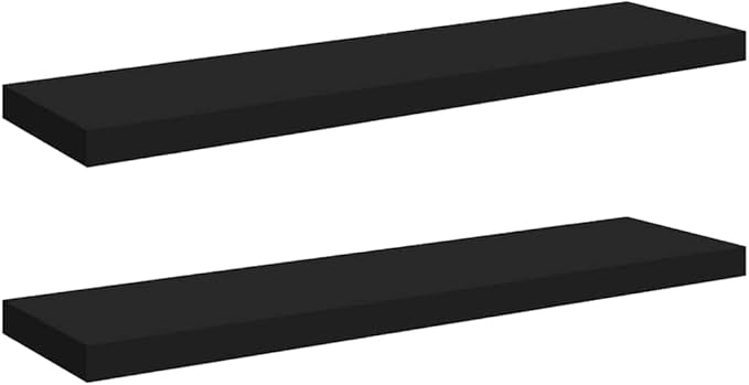 Floating Wall Shelves Set of 2, Black Modern Invisible Mounting Display Shelves for Living Room Bedroom, 35.4 x 9.3 Inches, Honeycomb MDF and Metal Frame, Holds 22 lbs Each