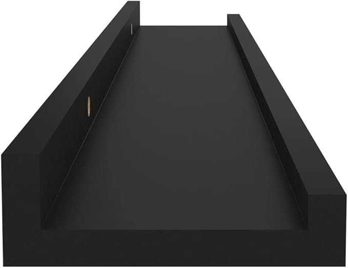 Black Wall Shelves Set of 4, 23.6x3.5x1.2 Inches Floating for Living Room Bedroom Kitchen, MDF Storage for Books Plants Decor, Easy Mount Organizer Shelves with 11lb Capacity Each