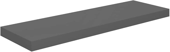 Floating Wall Shelf High Gloss Gray 31.5x9.3x1.5 Invisible Mounting Display Rack for Living Room Bedroom Office Decor Modern Storage Solution