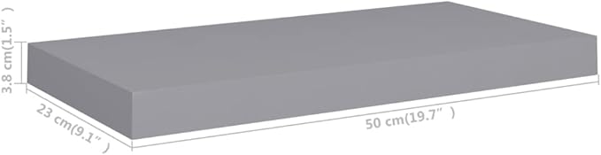 Floating Wall Shelves 2 Pack Gray Modern Invisible Mount Display Rack 19.7x9.1x1.5 Inches MDF Board for Living Room Bedroom Decor Storage