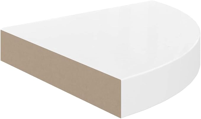 Floating Corner Shelf 9.8x9.8 Inch High Gloss White Honeycomb MDF Wall Mount Shelves for Bathroom Bedroom Living Room Decor Storage