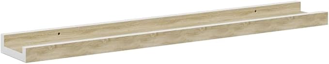 Wall Shelves Set of 4, Floating for Wall Decor and Storage, White and Sonoma Oak Finish, 23.6 Inch Modern Shelves for Living Room, Bathroom, Office, Easy Mount, Holds 11 lbs Each