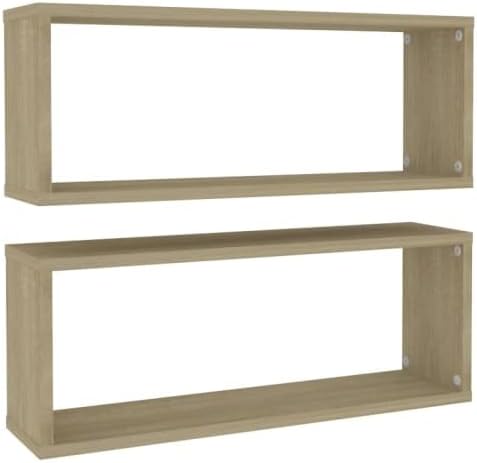 Wall Cube Shelves Set of 2, Floating Shelves for Wall Decor and Storage, Modern Sonoma Oak Engineered Wood, 23.6 Inch Display Shelf for Living Room, Office, Holds 88.2 lbs, Easy Mounting