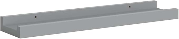 Floating Ledge Shelves Set of 2, 15.7 inch Gray MDF Wall Mounted Display Shelf for Picture Frames, Decorative Wall Decor for Living Room, Minimalist Storage Rack