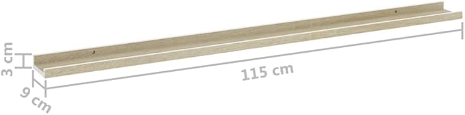 Wall Shelves 2 Pack White and Sonoma Oak 45.3 Inch Floating for Living Room Bedroom Kitchen, MDF Wall Mounted Storage Shelves for Decor Books Plants