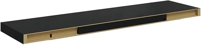 Floating Wall Shelf, Modern High Gloss Black Display Ledge, 35.4 Inch Decorative Storage Rack for Bedroom, Living Room, and Office, Wall Mounted MDF Shelf
