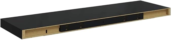 Set of 4 Floating Wall Shelves, Modern Rectangular MDF Display Ledges, Matte Black Storage Shelf for Bedroom Living Room Office, 31.5 Inch Wide