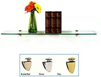 Spancraft Glass P-6x21-Brass Peacock Glass Shelf, 6" x 21", Brass