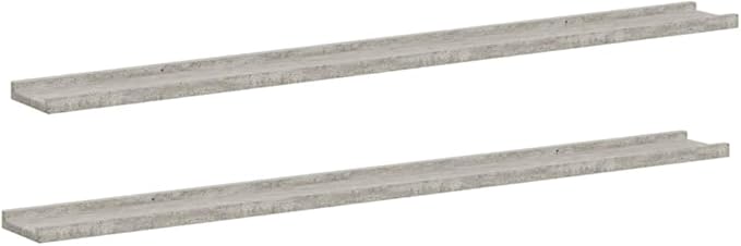 Set of 2 Floating Wall Shelves, 45.3 Inch Modern Concrete Gray MDF Long Ledge Shelf for Living Room Bedroom Decor, Display Storage Organizer
