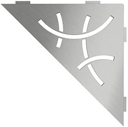 Schluter Triangular Corner Shelf for Tiled Walls - Curve Design, Stainless Steel Material, Brushed Stainless Steel Finish, 3/32" Thick Anchoring Tabs - SES1D6EB