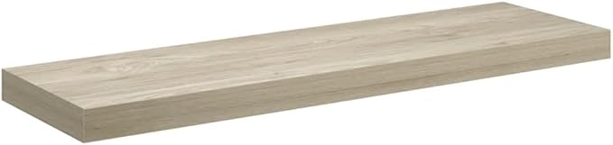 Floating Wall Shelf, Large Oak Finish Display Shelf for Living Room, Bedroom, and Office, Minimalist Rectangular Decorative Wall Mount Storage Shelf, 31.5-Inch
