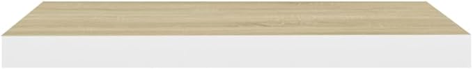 Floating Wall Shelves 4 Pack Oak White Modern Invisible Mounting System 23.6x9.3x1.5 Inches MDF Wood Display Rack for Living Room Bedroom Decor