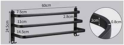 3 Tier Towel Bar Wall Mounted Bath Towel Rack Towel Storage Shelf for Bathroom 24 inch / 60 cm Towel Holder Towel Rail Towel Hanger