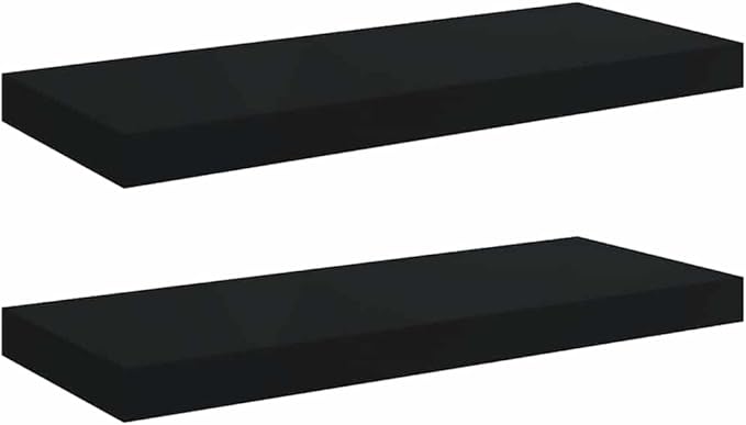 Set of 2 Floating Wall Shelves, 23.6 Inch Modern Matte Black Storage Shelves for Living Room Bedroom Office, Decorative Display MDF Ledge