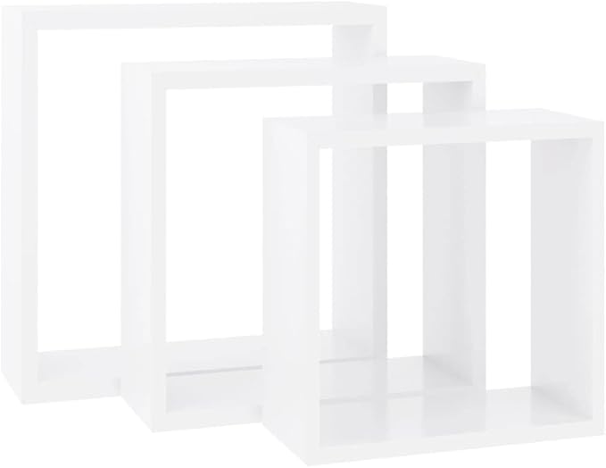 White Wall Cube Shelves 3 pcs MDF Corner Display Organizer with Invisible Mounting for Living Room Bedroom Home Decor Storage Solution