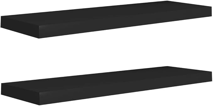 Floating Wall Shelves 2 Pack Black Modern Invisible Mount Display Rack for Living Room Bedroom Office Decor 31.5x9.3 Inches MDF Board