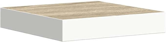 Floating Wall Shelves Set of 2, Invisible Mounting Modern Display Shelves for Living Room Bedroom, Oak White MDF Board with Metal Frame, 9. 1x9. 3x1. 5 Inch, Holds 11lb Installation Storage Rack